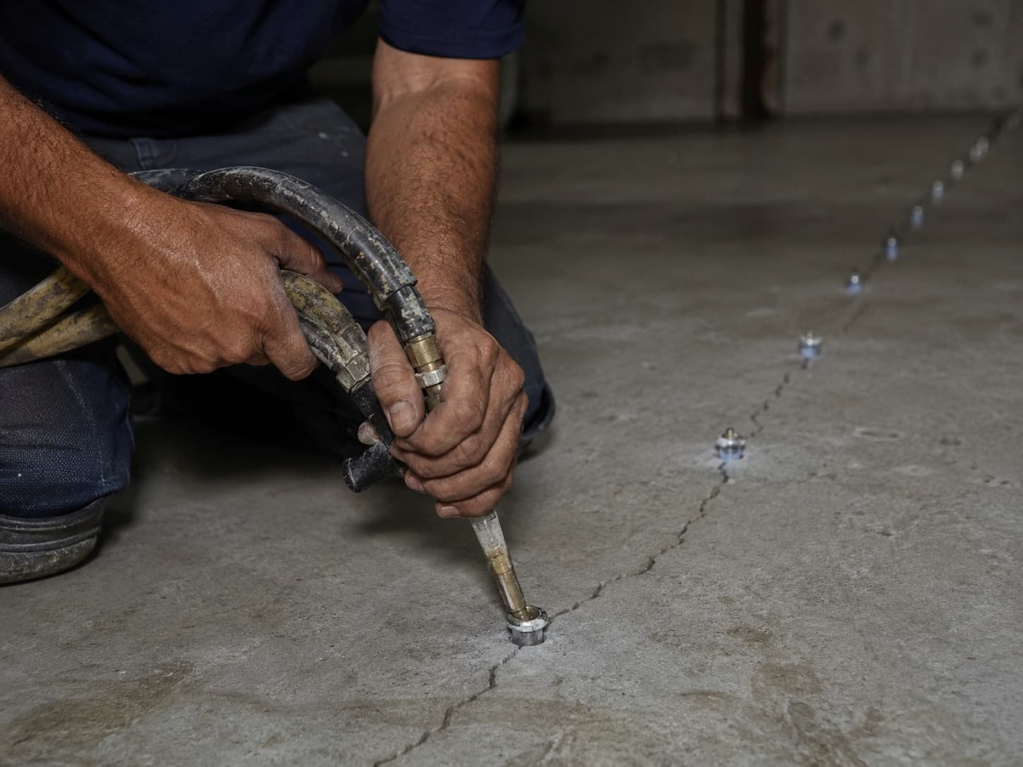 Slab foundation repair foam injection in Oklahoma City